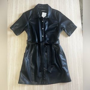 Vegan Leather Tie Dress